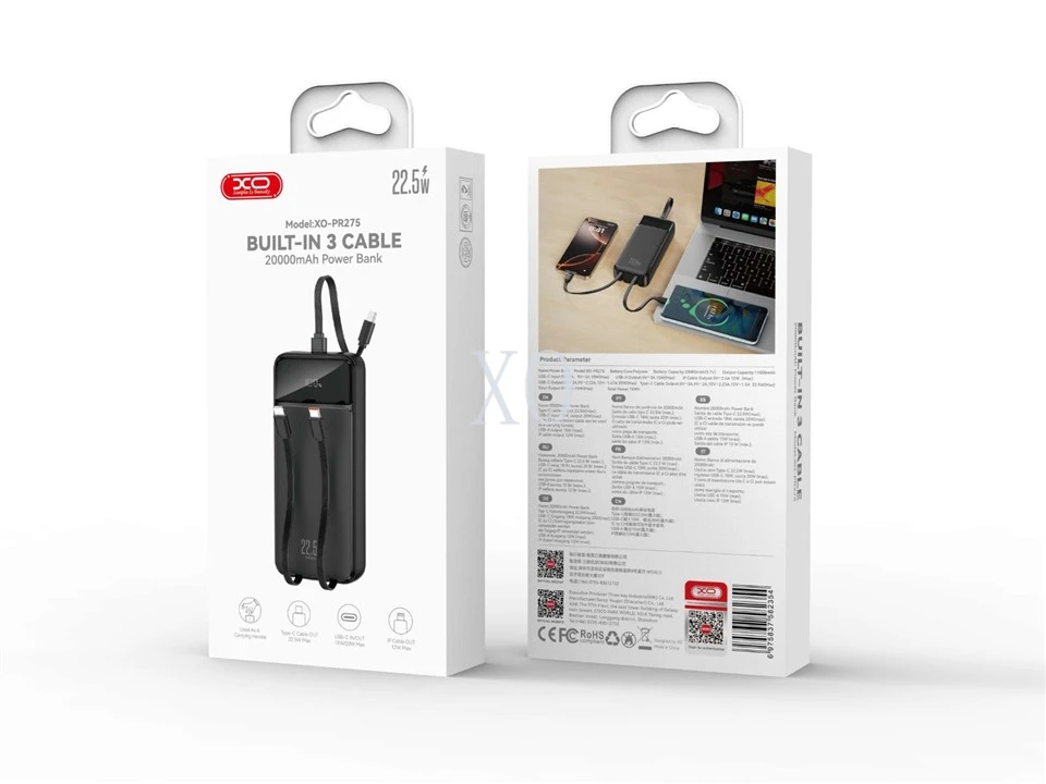XO 22.5W+20W Fast Charger Powerbank 20000mAh